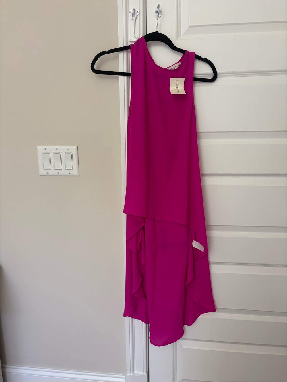Sleeveless High-Low Dress in Bright Fuchsia